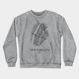 New York City Map - USA Cartography Black Crewneck Sweatshirt